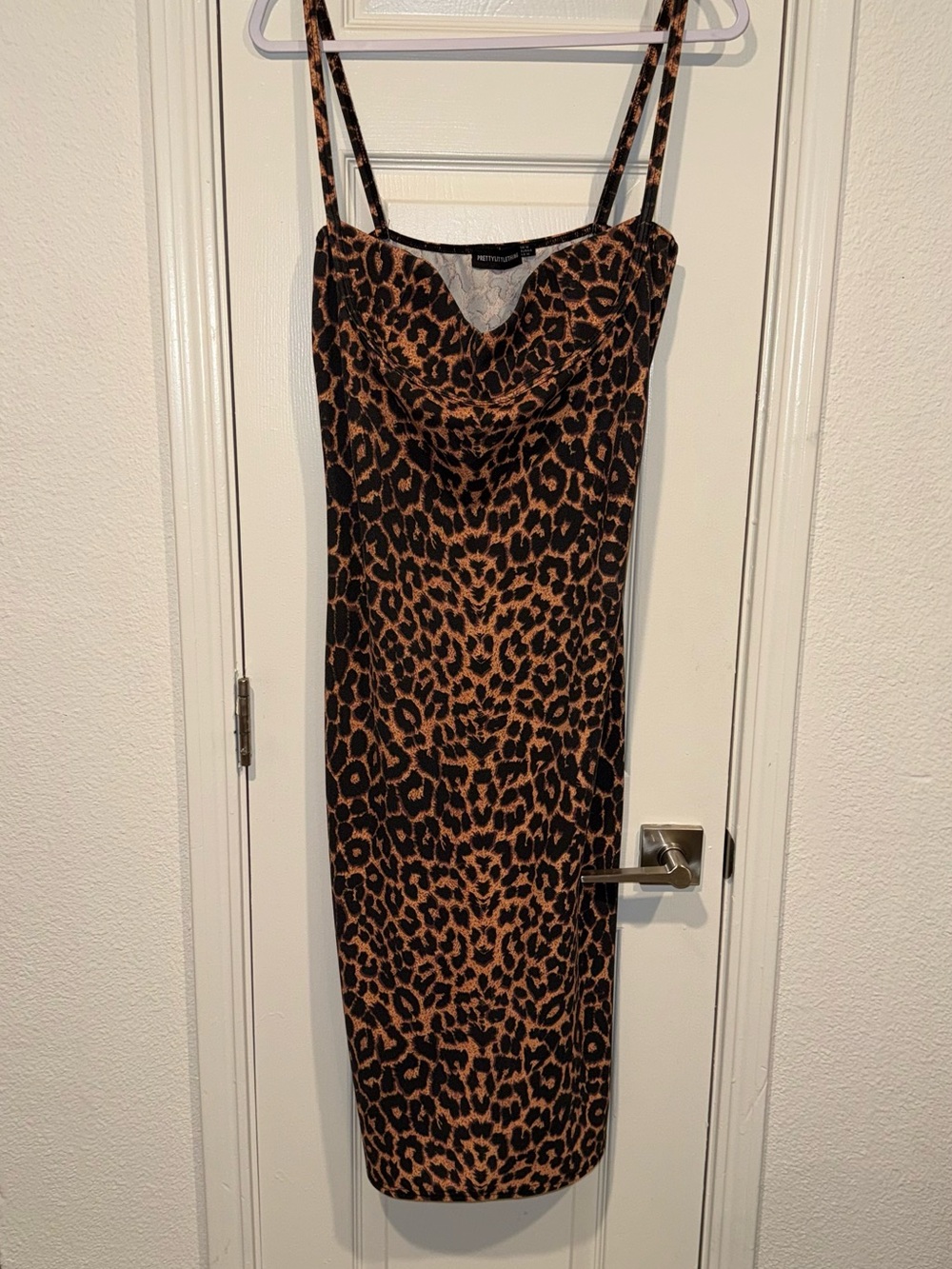 PrettyLittleThing Brown and Black Leopard Slip Midi Dress